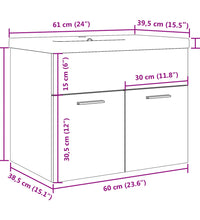 Waschbeckenunterschrank mit Einbaubecken Betongrau