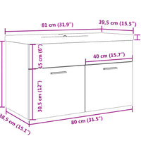 Waschbeckenunterschrank mit Einbaubecken Betongrau