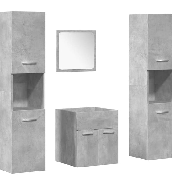 4-tlg. Badmöbel-Set Betongrau Holzwerkstoff