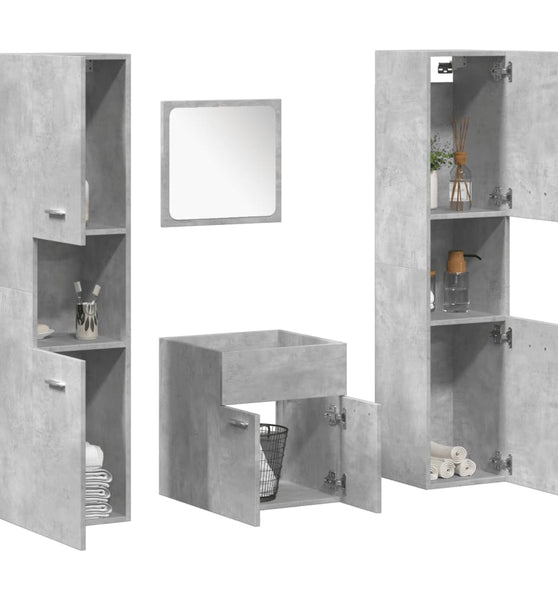 4-tlg. Badmöbel-Set Betongrau Holzwerkstoff