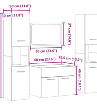 4-tlg. Badmöbel-Set Betongrau Holzwerkstoff