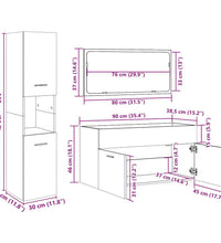 4-tlg. Badmöbel-Set Betongrau Holzwerkstoff