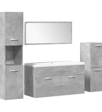 5-tlg. Badmöbel-Set Betongrau Holzwerkstoff