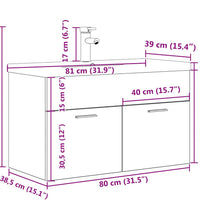 Waschbeckenunterschrank mit Einbaubecken Wasserhahn Betongrau