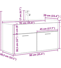 Waschbeckenunterschrank mit Einbaubecken Wasserhahn Betongrau