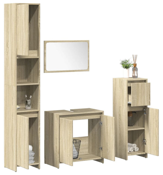 4-tlg. Badmöbel-Set Sonoma-Eiche Holzwerkstoff