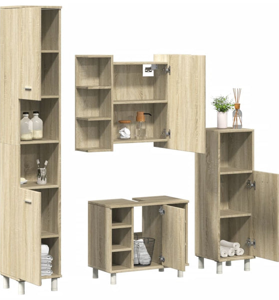 4-tlg. Badmöbel-Set Sonoma-Eiche Holzwerkstoff
