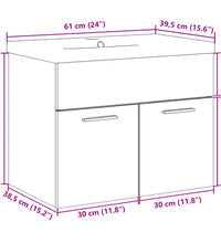 Waschbeckenunterschrank mit Einbaubecken Sonoma-Eiche