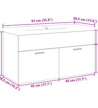 Waschbeckenunterschrank mit Einbaubecken Sonoma-Eiche