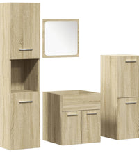 4-tlg. Badmöbel-Set Sonoma-Eiche Holzwerkstoff