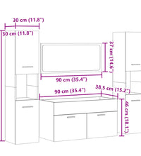 4-tlg. Badmöbel-Set Sonoma-Eiche Holzwerkstoff