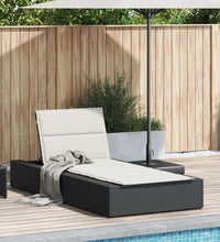 Sonnenliege mit schwebender Auflage Schwarz Poly Rattan