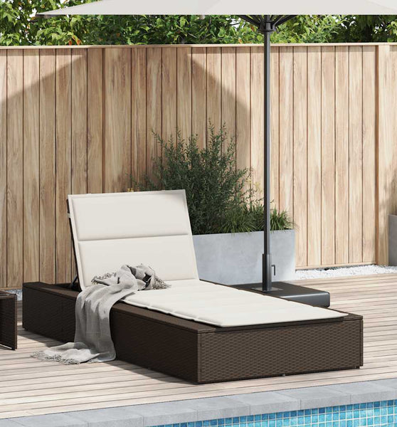 Sonnenliege mit schwebender Auflage Braun Poly Rattan