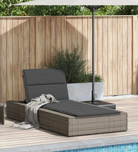 Sonnenliege mit schwebender Auflage Grau Poly Rattan