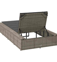 Sonnenliege mit schwebender Auflage Grau Poly Rattan