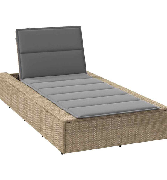 Sonnenliege mit schwebender Auflage Beige Poly Rattan