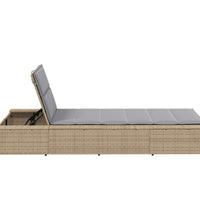 Sonnenliege mit schwebender Auflage Beige Poly Rattan