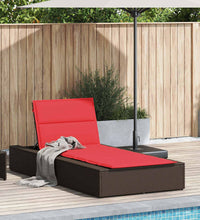 Sonnenliege mit schwebender Auflage Braun Poly Rattan