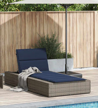 Sonnenliege mit schwebender Auflage Grau Poly Rattan