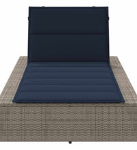 Sonnenliege mit schwebender Auflage Grau Poly Rattan