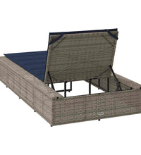 Sonnenliege mit schwebender Auflage Grau Poly Rattan