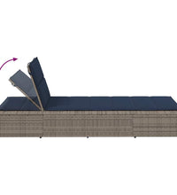 Sonnenliege mit schwebender Auflage Grau Poly Rattan