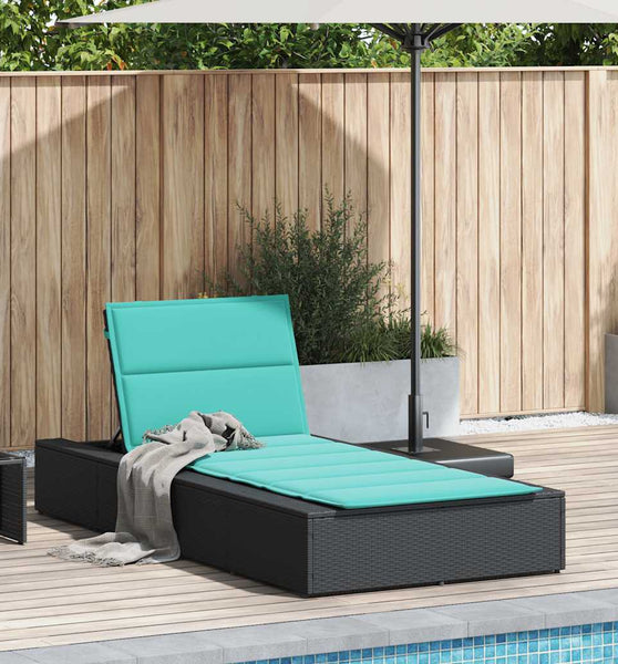 Sonnenliege mit schwebender Auflage Schwarz Poly Rattan