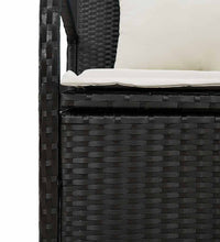 Gartenbank mit Stauraum und Kissen Schwarz Poly Rattan