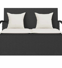 Gartenbank mit Stauraum und Kissen Schwarz Poly Rattan