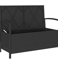 Gartenbank mit Stauraum und Kissen Schwarz Poly Rattan