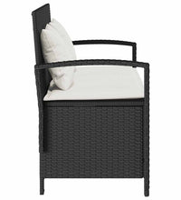 Gartenbank mit Stauraum und Kissen Schwarz Poly Rattan