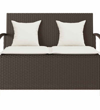 Gartenbank mit Stauraum und Kissen Braun Poly Rattan