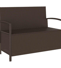 Gartenbank mit Stauraum und Kissen Braun Poly Rattan