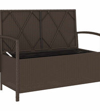 Gartenbank mit Stauraum und Kissen Braun Poly Rattan