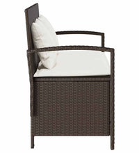 Gartenbank mit Stauraum und Kissen Braun Poly Rattan