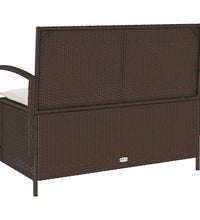 Gartenbank mit Stauraum und Kissen Braun Poly Rattan