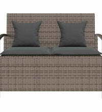 Gartenbank mit Stauraum und Kissen Grau Poly Rattan