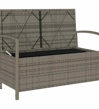 Gartenbank mit Stauraum und Kissen Grau Poly Rattan