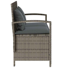 Gartenbank mit Stauraum und Kissen Grau Poly Rattan