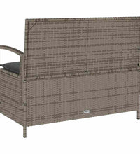 Gartenbank mit Stauraum und Kissen Grau Poly Rattan