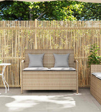 Gartenbank mit Stauraum und Kissen Beige Poly Rattan