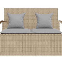 Gartenbank mit Stauraum und Kissen Beige Poly Rattan