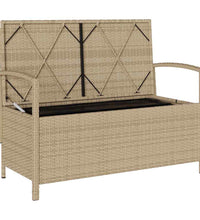 Gartenbank mit Stauraum und Kissen Beige Poly Rattan