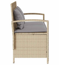 Gartenbank mit Stauraum und Kissen Beige Poly Rattan