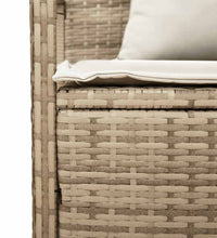 Gartenbank mit Stauraum und Kissen Beige Poly Rattan