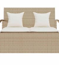 Gartenbank mit Stauraum und Kissen Beige Poly Rattan