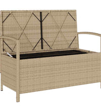 Gartenbank mit Stauraum und Kissen Beige Poly Rattan