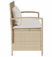 Gartenbank mit Stauraum und Kissen Beige Poly Rattan