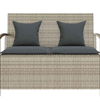 Gartenbank mit Stauraum und Kissen Hellgrau Poly Rattan