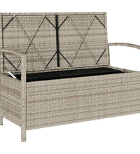 Gartenbank mit Stauraum und Kissen Hellgrau Poly Rattan